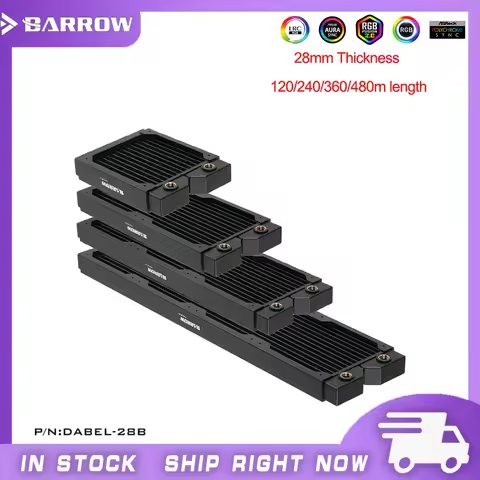Barrow Copper Radiator 28mm Thick 120/240/360/480mm G1/4" Thread Black High-density Radiator Water C