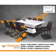 EUREKA 6ft Modern 1+8 Fully Marble Dining Table Set (Delivery & Installation Within Klang Valley Onl