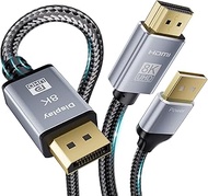 LUKFOCAB HDMI 2.1 to DisplayPort Adapter Cable 6.6FT/2M, Uni-Directional HDMI to Display Port Monito
