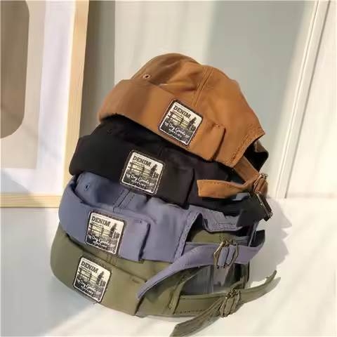 Fashion Bonnet Beanies Men Docker Cap Adjustable Trendy Color Beanie Hats Cotton Retro Docker Hat Me