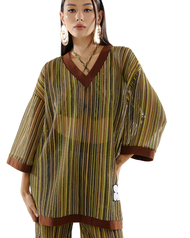 The SRT X16 (TBL294) Knitted Striped Oversized T-Shirt