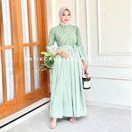 HIJAU Muslim Women's Gamis Batik Combination Of Sage Green Airflow Brocade - Modern Women's Muslim Dress Women's Modern Dress