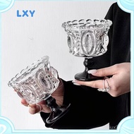 LXY French Retro Goblet Embossed Champagne Glass Black Small Crystal Ice Cream Glass Goblet, Wine Gl