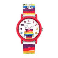 TIMEX TW2V77700 PEANUTS RUSH RAINBOW HOUSE นาฬิกาข้อมือผู้หญิงและเด็ก สายซิลิโคน สีเรนโบว์ หน้าปัด 3