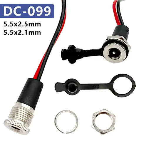 DC099 5521 5525 DC Power Jack Socket Female Panel Mount Connector with Wire 15cm, dc099 IP68 Waterpr
