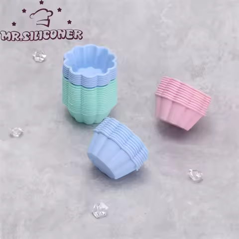 6 Pcs Petal Shape Muffin Cup Round 5cm Silicone Muffin Cake Baking Molds Cupcake Pan Baking Accessor