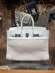 Hermes birkin35帆布拼皮 框J刻