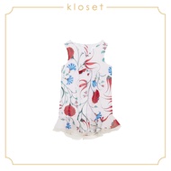 KLOSET Mini Layered Ruffle Dress (AW18-KD013) เดรสชุดเด็กคอวีแขนกุด ผ้าพิมพ์ลายดอกไม้