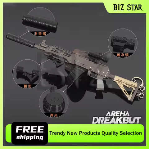 21cm/8.26in Arena Breakout Game Peripherals Detachable RPK16 Machine Gun Metal Toys Keychains Access