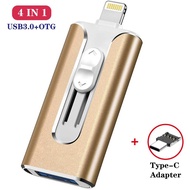 4 IN 1 Metal USB FlashDrive 128GB OTG Drive 32GB 64GB USB 3.0 Flash Disk for iPhone 11 Pro/XR/XS Max