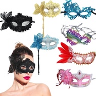 Fashion Ventian Party Mask Butterfly Glitter Half Face Halloween Masquerade Mask With Holding Stick