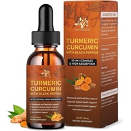 (2Pack)OrganicTurmericCurcuminwithkPepperandGinger-LiquidTurmericExtractDrops(withCinnamon,Rosemary)