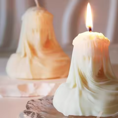 Veiled Woman Silicone Candle Mold Bride Bust Statue Plaster Gypsum Mould DIY Bride Art Sculpture Lad