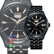 CITIZEN C7系列 黑鋼大三針 星期日曆防水機械錶 NH8395-77E 100% 全新 持商業登記|正品正貨 一年保修「WHATSAPP 56498201查詢」