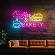 Coffee & Bakery Led Sign, Open Cake Bakery And Coffee Shop Neon Sign, Custom Neon Light, Bakery And 