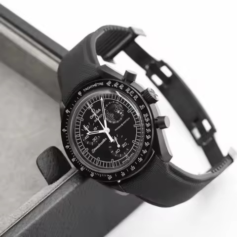 20mm 21mm 22mm Curved End FKM Rubber Watch Strap Fit For Omega Speedmaster Swath Tudor Black Bay Uni