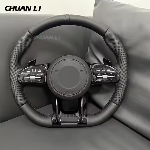 Cool Black Trim Leather Sports Steering Wheel for Mercedes Benz C-Class C180 C200 C220 C300 S204 S20