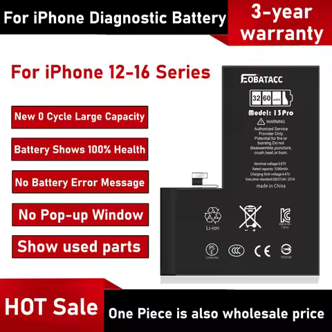 2026 Years EOBATACC Diagnostic Battery show genuine part no pop up message for iphone 12 13 Pro max