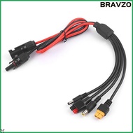 BRAVZO  Panel Extension Cable, 4 in 1 30A  Wire, Connector 1m Length MC4 to DC5521 7909 XT60 Female 
