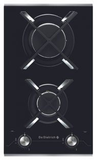 #N/A - De Dietrich DTG1410X(TG) 30厘米 嵌入式雙頭煤氣煮食爐 (黑色鋼化玻璃配不銹鋼 + 黑色鑄鐵鍋支架)