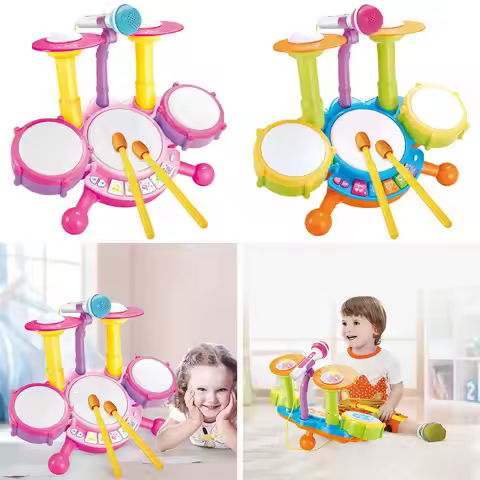 Kids Drum Set with Sing-along Microphone Toddlers Toys Great Gift For Baby