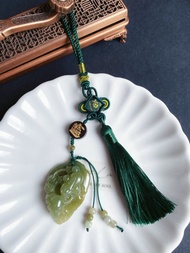 天然緬甸玉 翡翠 翹色巧雕 老油青 如意 三腳金蟾 招財進寶 包掛