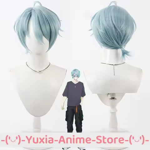 NIJISANJI VTuber Y4T4 Nagisa Trout Cosplay Wig and Cap Anime Roleplay Wigs Party Costume Synthetic H