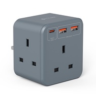 Mazer M-HOME-CUBE20UK Infinite.BOOST UK 3-Outlet CUBE Extension Sockets with 1C 20W & 2A QC3.0 (Grey