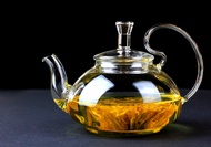 กาน้ำชาแก้วใส จุ 400 ml. แบบสปริงขดลวด หูโค้ง