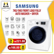[Mesin Basuh + Pengering] Ansuran Mudah Samsung 7KG/5KG Front Load Auto Washing Machine and Dryer