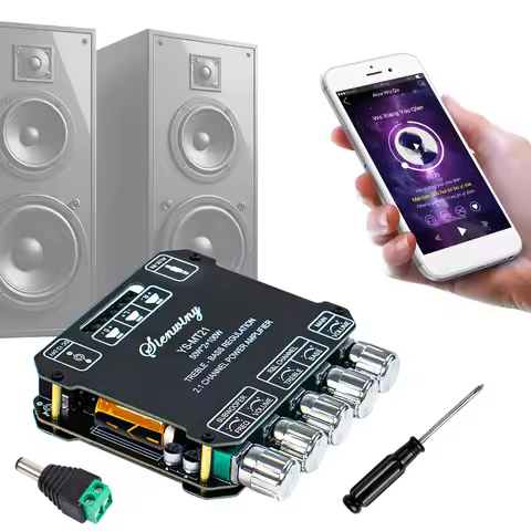 YS-MT21 2.1 Channel BT Amplifier Board 50Wx2+100W Subwoofer Audio Receiver Car Audio BT Amplifier fo