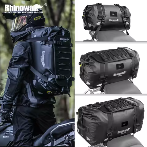 Rhinowalk Motorcycle Dry Backpack Waterproof Reflective Huge Tail Bag 20L/40L/65L With MOLLE Expansi