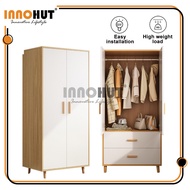 [1PC] Innohut Clothes Wardrobe Storage Cabinet Large Space Shelf Almari Baju Kayu Clothes Cabinet Wooden Rack