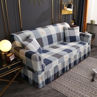 Printed Sofa Cover Protector With Skirt Universal Elastic Sofa Cover Set Skirt Sofa Cover 1 2 3 4 Seater Elastic Cover Universal Furniture Protector Anti Scratch Sofa Covers