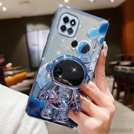 Casing Realme C21Y REALME C25Y REALME C21 electroplated glitter astronaut stand protective case
