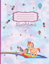 Sketchbook: Happy Colorful Unicorns Balloons & Candy sketchbook to improve observational drawing ski