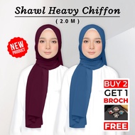 SHAWL CHIFFON KEKNIS PLAIN (HEAVY CHIFFON) 2meter  (Buy 2 Free 1 Broch)