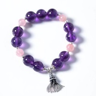 烏拉圭紫水晶粉水晶925純銀手鍊 | 天然水晶客製化手鍊禮物