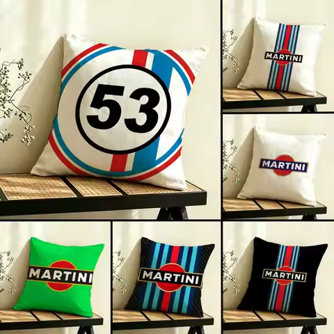 P-Martini Racing Stripes Cushion Cover Linen Double-Sided Pillowcase Sofa Cushion Cover Multi-Size H