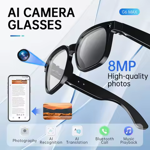 4K HD Color Changing AI Smart Glasses Chat GPT 800W Camera Bluetooth Call Voice Assistant Smart Moto
