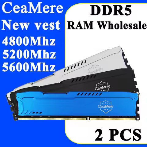 CeaMere 2-PCS DDR5 Desktop Memory Sticks with Heatsinks 8GB 16GB 32GB 4800/5200/5600MHz PC 1.2V 288p