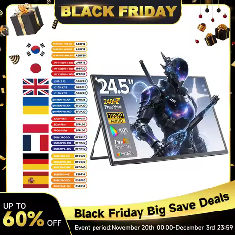 24.5 Inch 240Hz Portable Monitor 1080P 100%sRGB 460Nit External Gaming Screen for Laptop Xbox Switch