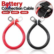 LANHUHU 1Pcs Battery Connection Cable, 4AWG 6AWG 8AWG Soft Silicone Battery Connection Wire, Tinned 