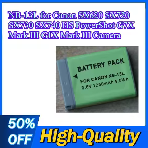 1250mAh High-Quality Battery NB-13L for Canon SX620 SX720 SX730 SX740 HS PowerShot G7X Mark III G1X 