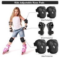 KzHOUSE - 兒童護具套裝(一套六件), 可調節 護膝和護肘手腕護具, 適合騎單車,輪滑,滑板,滑板車等戶外運動