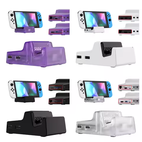 eXtremeRate AiryDocky DIY Kit Replacement Case for Nintendo Switch Dock, Portable Mini Dock Shell Co