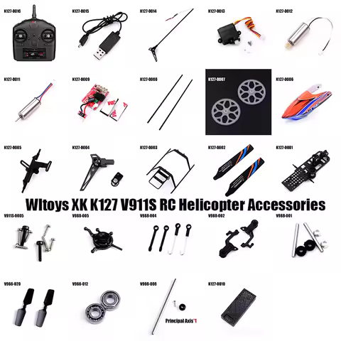 Wltoys XK K127 V911S RC Helicopter Accessories Head Canopy Receiver Board Blade Tail Motor Rotor Ser