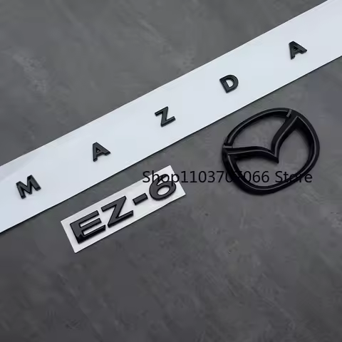 3D ABS Logo For MAZDA EZ-6 Emblem Letters Car Trunk Badge Rear Letter Label Electroplated Silver Bla
