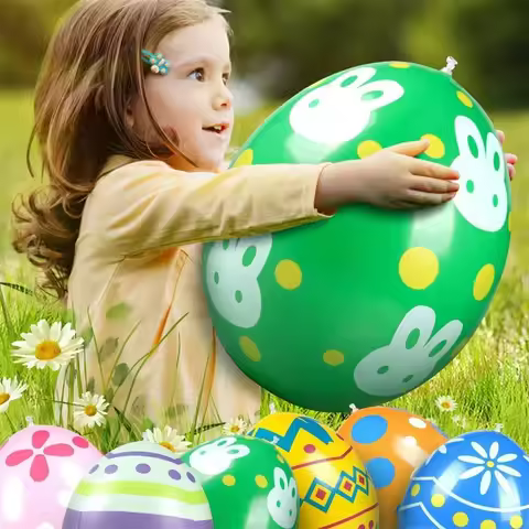 1PC Garden Ornament Plastic Easter Egg Inflatable Ball 35x27cm Party Balloon For Yard Celebration Ho
