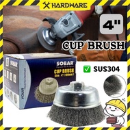 SOBAR 4" STAINLESS STEEL SUS304 CUP BRUSH WIRE CUP WHEEL FOR ANGLE GRINDER/RUST REMOVAL GRINDING/BER